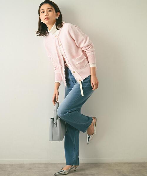 UNTITLED（アンタイトル）の「【洗える/ジャケット風】ツイードニットカーディガン（カーディガン/ボレロ・レディース・ブルー系3/ピンク系4/ベージュ系その他6/ネイビー・44/04/48/02/00）」の16枚目の写真