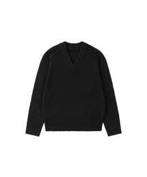 SIKN2170 ルーズフィットVネックヘビーニット_Black