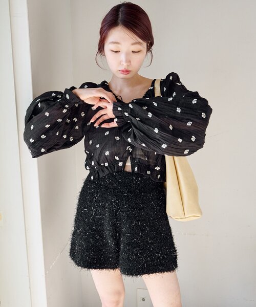 Kastane（カスタネ）の「フラワーステッチブラウス（シャツ/ブラウス・レディース・アイボリー/ブラック/サックスブルー・FREE）」の19枚目の写真