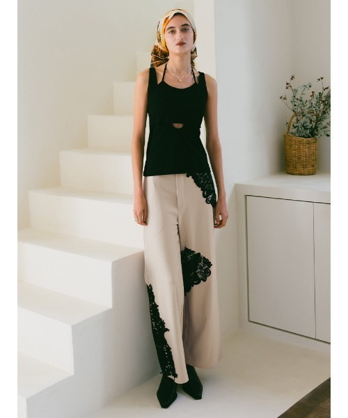 sahara(サハラ)の「Lace Layout Pants/レースレイアウトパンツ(スラックス・レディース・ブラック/ブラウン/ベージュ・FREE)」の10枚目の写真