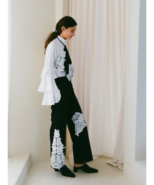 sahara(サハラ)の「Lace Layout Pants/レースレイアウトパンツ(スラックス・レディース・ブラック/ブラウン/ベージュ・FREE)」の4枚目の写真