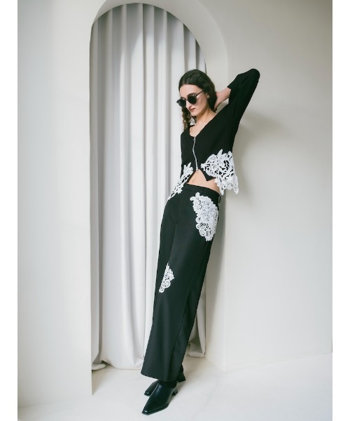 sahara(サハラ)の「Lace Layout Pants/レースレイアウトパンツ(スラックス・レディース・ブラック/ブラウン/ベージュ・FREE)」の8枚目の写真
