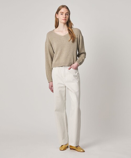 Steven Alan(スティーブンアラン)の「<Steven Alan>コットン シルク Vネック ニット(ニット/セーター・レディース・ブラック/ベージュ・FREE)」の4枚目の写真