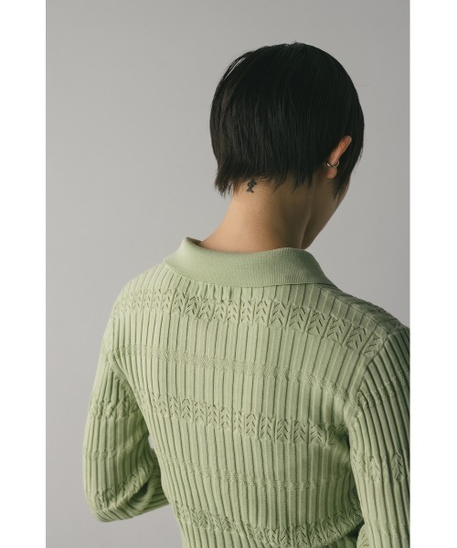 STYLEMIXER(スタイルミキサー)の「アイレットリブニットポロ(ニット/セーター・レディース・ベージュ/ミント/ネイビー・FREE)」の17枚目の写真