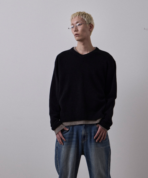 James V-neck knit black
