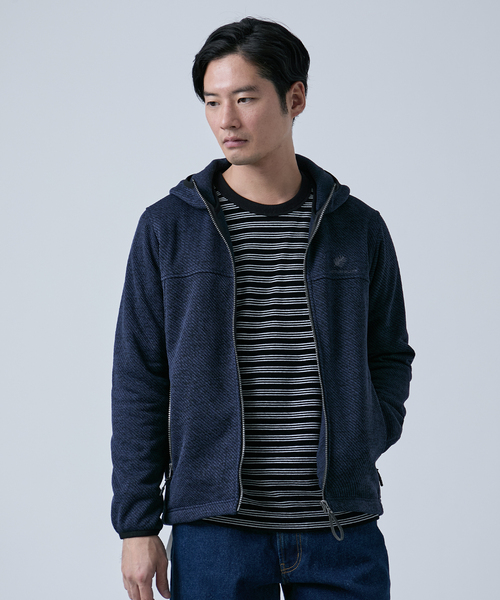 B.C STOCK(ベーセーストック)の「METORO FLEEX フードブルゾン(パーカー・メンズ・ブラック/ネイビー/ライトグレー・SMALL/MEDIUM/LARGE)」の14枚目の写真