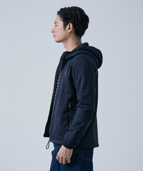 B.C STOCK(ベーセーストック)の「METORO FLEEX フードブルゾン(パーカー・メンズ・ブラック/ネイビー/ライトグレー・SMALL/MEDIUM/LARGE)」の15枚目の写真