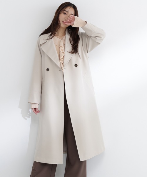 NATURAL BEAUTY BASIC(ナチュラルビューティーベーシック)の「◇ラグランフォルムカルゼコート(トレンチコート・レディース・カーキ/ベージュ/チャコールグレー・MEDIUM/P/S)」の2枚目の写真