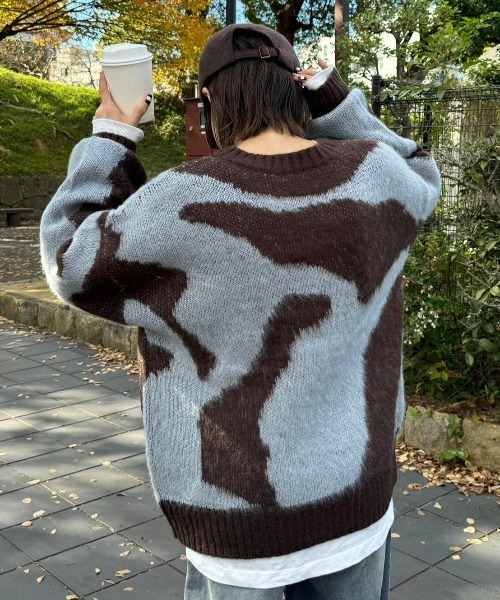 gossara（ゴサラ）の「ニュアンス柄起毛糸PO（ニット/セーター・レディース・チャコール/ブラウン・FREE）」の5枚目の写真