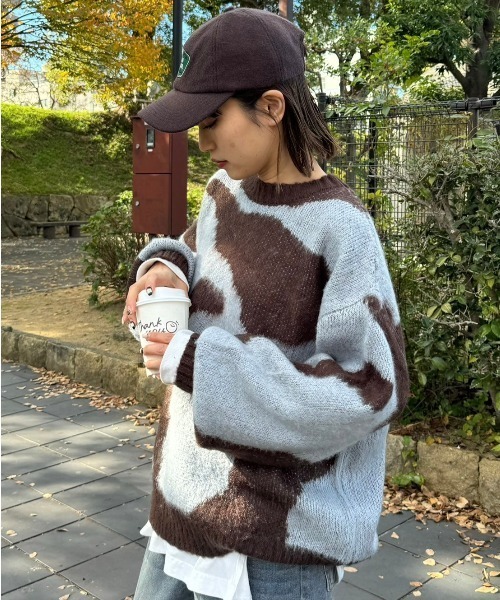 gossara（ゴサラ）の「ニュアンス柄起毛糸PO（ニット/セーター・レディース・チャコール/ブラウン・FREE）」の6枚目の写真