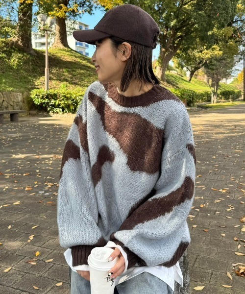 gossara（ゴサラ）の「ニュアンス柄起毛糸PO（ニット/セーター・レディース・チャコール/ブラウン・FREE）」の3枚目の写真