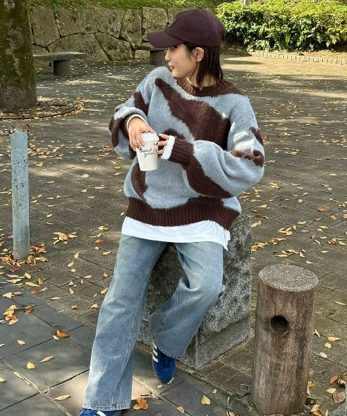 gossara（ゴサラ）の「ニュアンス柄起毛糸PO（ニット/セーター・レディース・チャコール/ブラウン・FREE）」の7枚目の写真