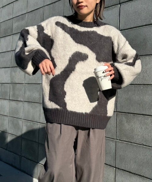 gossara（ゴサラ）の「ニュアンス柄起毛糸PO（ニット/セーター・レディース・チャコール/ブラウン・FREE）」の11枚目の写真