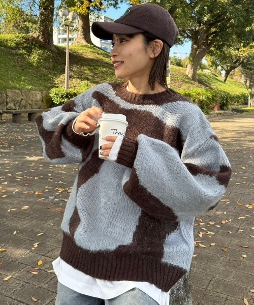 gossara（ゴサラ）の「ニュアンス柄起毛糸PO（ニット/セーター・レディース・チャコール/ブラウン・FREE）」の17枚目の写真