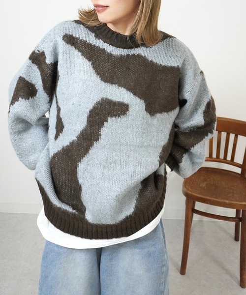 gossara（ゴサラ）の「ニュアンス柄起毛糸PO（ニット/セーター・レディース・チャコール/ブラウン・FREE）」の19枚目の写真