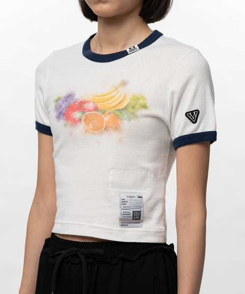 Maison MIHARA YASUHIRO(メゾンミハラヤスヒロ)の「Fruit Printed Ringer Mini T-shirt(Tシャツ/カットソー・レディース・ブラック/ホワイト/ブルー・38/36)」の7枚目の写真