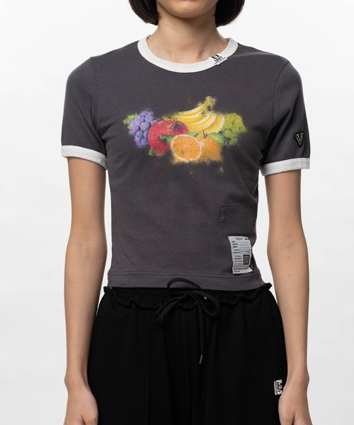 Maison MIHARA YASUHIRO(メゾンミハラヤスヒロ)の「Fruit Printed Ringer Mini T-shirt(Tシャツ/カットソー・レディース・ブラック/ホワイト/ブルー・38/36)」の12枚目の写真