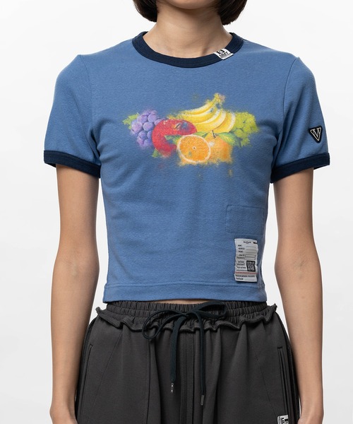 Maison MIHARA YASUHIRO(メゾンミハラヤスヒロ)の「Fruit Printed Ringer Mini T-shirt(Tシャツ/カットソー・レディース・ブラック/ホワイト/ブルー・38/36)」の17枚目の写真