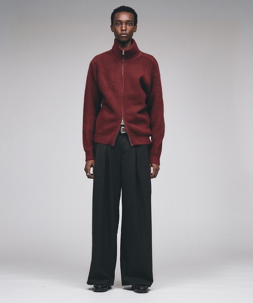 Adoon plain(アドーンプレーン)の「Double Zip Drivers Knit / ダブルジップドライバーズニット(ニット/セーター・メンズ・チャコールグレー/ブラウン/ボルドー/グリーン・MEDIUM/LARGE)」の14枚目の写真