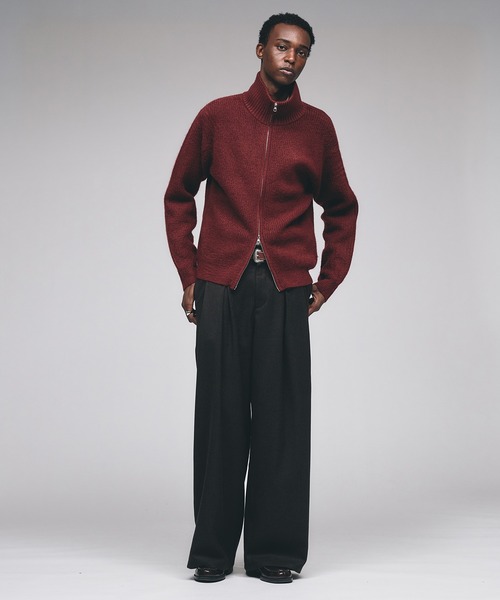 Adoon plain(アドーンプレーン)の「Double Zip Drivers Knit / ダブルジップドライバーズニット(ニット/セーター・メンズ・チャコールグレー/ブラウン/ボルドー/グリーン・MEDIUM/LARGE)」の15枚目の写真