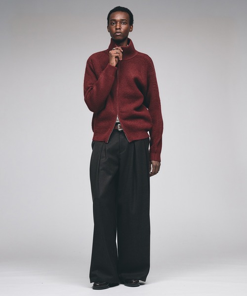 Adoon plain(アドーンプレーン)の「Double Zip Drivers Knit / ダブルジップドライバーズニット(ニット/セーター・メンズ・チャコールグレー/ブラウン/ボルドー/グリーン・MEDIUM/LARGE)」の16枚目の写真