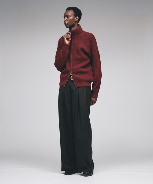 Adoon plain(アドーンプレーン)の「Double Zip Drivers Knit / ダブルジップドライバーズニット(ニット/セーター・メンズ・チャコールグレー/ブラウン/ボルドー/グリーン・MEDIUM/LARGE)」の17枚目の写真