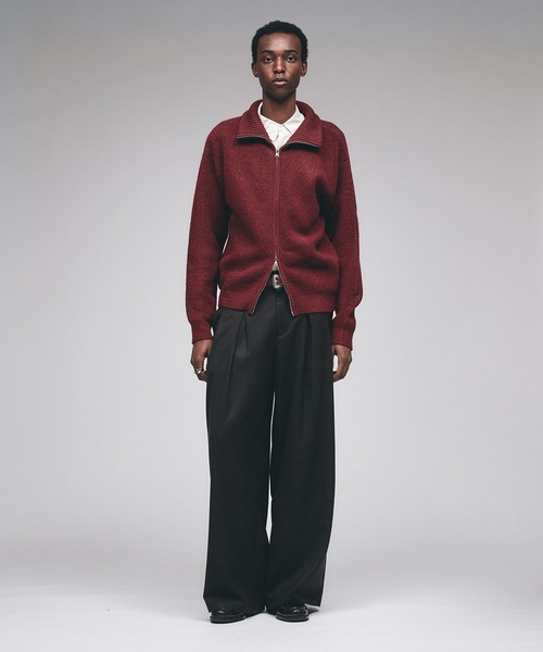 Adoon plain(アドーンプレーン)の「Double Zip Drivers Knit / ダブルジップドライバーズニット(ニット/セーター・メンズ・チャコールグレー/ブラウン/ボルドー/グリーン・MEDIUM/LARGE)」の12枚目の写真