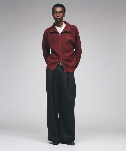 Adoon plain(アドーンプレーン)の「Double Zip Drivers Knit / ダブルジップドライバーズニット(ニット/セーター・メンズ・チャコールグレー/ブラウン/ボルドー/グリーン・MEDIUM/LARGE)」の13枚目の写真