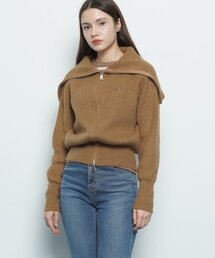 W39 life knit zip up brown