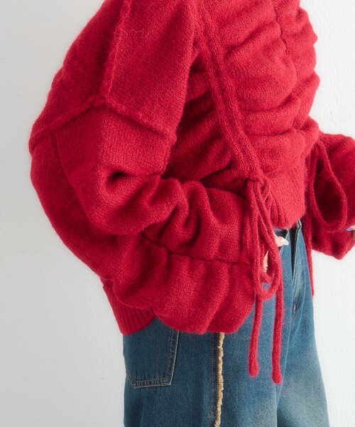 w closet(ダブルクローゼット)の「【5色展開】ドロストシャギーニット(ニット/セーター・レディース・レッド/アイボリー/ベージュ/ブルー/グレー・FREE)」の12枚目の写真