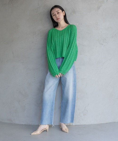 A part by（アパートバイ）の「Apbカーブデニムパンツ（デニムパンツ・レディース・ライトブルー/オフホワイト・MEDIUM/SMALL）」の20枚目の写真