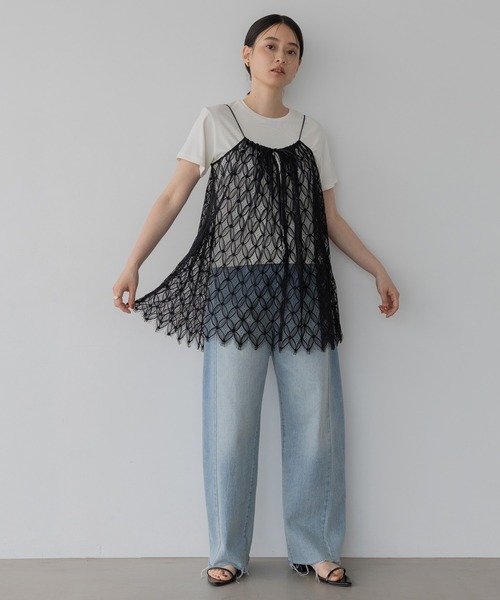 A part by(アパートバイ)の「Apbカーブデニムパンツ(デニムパンツ・レディース・ライトブルー/オフホワイト・MEDIUM/SMALL)」の5枚目の写真