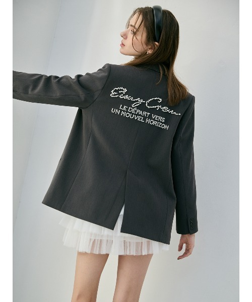 EIMY ISTOIRE(エイミーイストワール)の「EIMYパールロゴテーラードジャケット(テーラードジャケット・レディース・チャコールグレー/オフホワイト・F)」の2枚目の写真