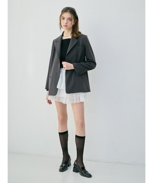 EIMY ISTOIRE(エイミーイストワール)の「EIMYパールロゴテーラードジャケット(テーラードジャケット・レディース・チャコールグレー/オフホワイト・F)」の3枚目の写真