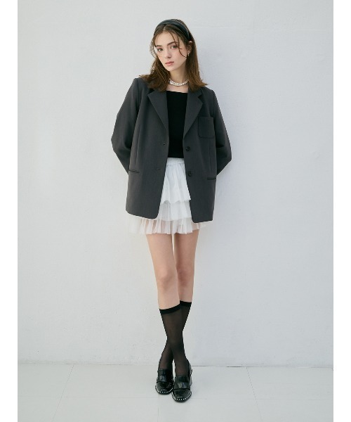 EIMY ISTOIRE(エイミーイストワール)の「EIMYパールロゴテーラードジャケット(テーラードジャケット・レディース・チャコールグレー/オフホワイト・F)」の4枚目の写真