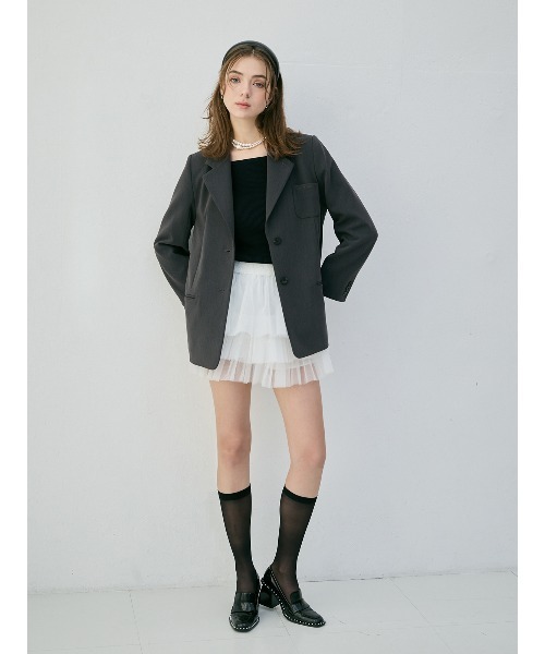 EIMY ISTOIRE(エイミーイストワール)の「EIMYパールロゴテーラードジャケット(テーラードジャケット・レディース・チャコールグレー/オフホワイト・F)」の5枚目の写真