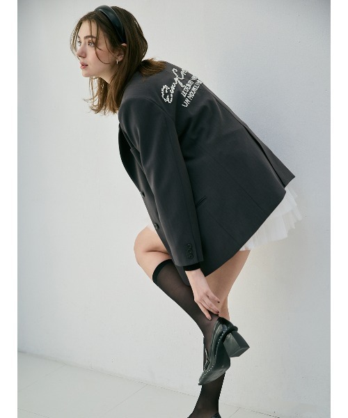 EIMY ISTOIRE(エイミーイストワール)の「EIMYパールロゴテーラードジャケット(テーラードジャケット・レディース・チャコールグレー/オフホワイト・F)」の10枚目の写真