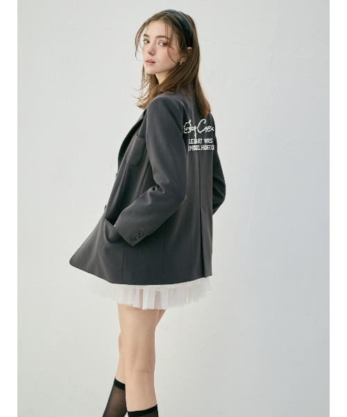 EIMY ISTOIRE(エイミーイストワール)の「EIMYパールロゴテーラードジャケット(テーラードジャケット・レディース・チャコールグレー/オフホワイト・F)」の15枚目の写真