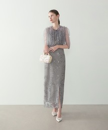 パーティードレスお呼ばれオケージョン二次会披露宴結婚式ワンピースボレロ付きグレー パーティードレス 結婚式 ボレロ」に該当するグレー/灰色系の