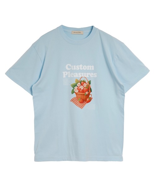September SEOUL(セプテンバーソウル)の「ストローピクニックバスケットグラフィックTシャツ(Tシャツ/カットソー・レディース・ホワイト/ブルー・FREE)」の6枚目の写真