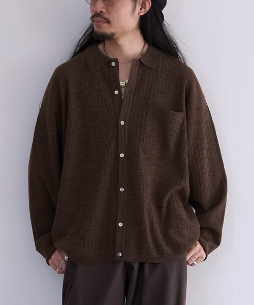 crepuscule（クレプスキュール）の「crepuscule Crepe Knit Shirt (2601-006)（シャツ/ブラウス・メンズ・ブラウン/ブラック・1/2）」の2枚目の写真