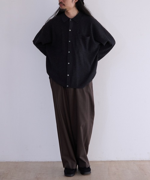 crepuscule（クレプスキュール）の「crepuscule Crepe Knit Shirt (2601-006)（シャツ/ブラウス・メンズ・ブラウン/ブラック・1/2）」の6枚目の写真