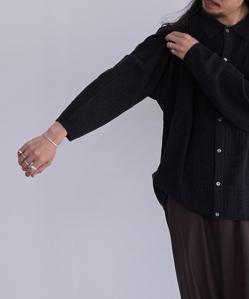crepuscule（クレプスキュール）の「crepuscule Crepe Knit Shirt (2601-006)（シャツ/ブラウス・メンズ・ブラウン/ブラック・1/2）」の9枚目の写真
