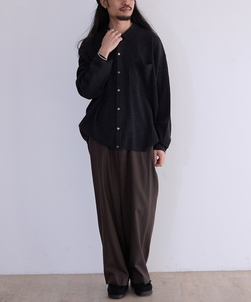 crepuscule（クレプスキュール）の「crepuscule Crepe Knit Shirt (2601-006)（シャツ/ブラウス・メンズ・ブラウン/ブラック・1/2）」の7枚目の写真