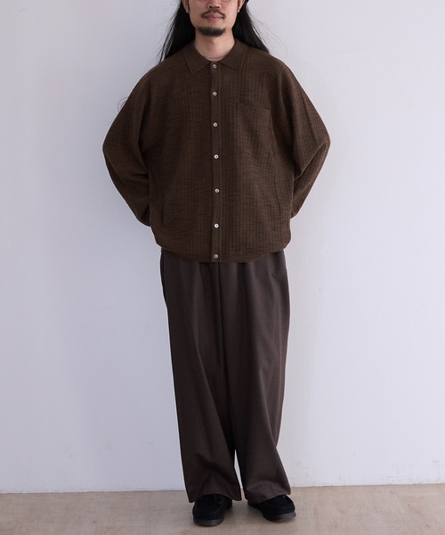 crepuscule（クレプスキュール）の「crepuscule Crepe Knit Shirt (2601-006)（シャツ/ブラウス・メンズ・ブラウン/ブラック・1/2）」の13枚目の写真