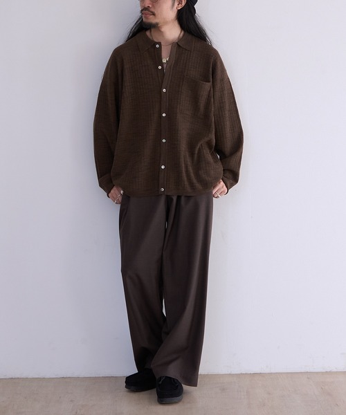 crepuscule（クレプスキュール）の「crepuscule Crepe Knit Shirt (2601-006)（シャツ/ブラウス・メンズ・ブラウン/ブラック・1/2）」の16枚目の写真