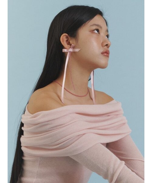 LOVE ME MONSTER(ラブミーモンスター)の「Long Long Love Ribbon Earrings_PK(ピアス(両耳用)・レディース・ピンク・FREE)」の2枚目の写真