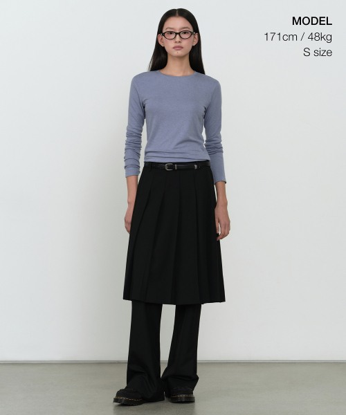 MUSINSA STANDARD WOMAN（ムシンサスタンダードウーマン）の「ウィメンズウールテンセルスリム長袖Tシャツ[クラウディブルー]（Tシャツ/カットソー・レディース・その他・MEDIUM/LARGE/X-SMALL/SMALL）」の2枚目の写真