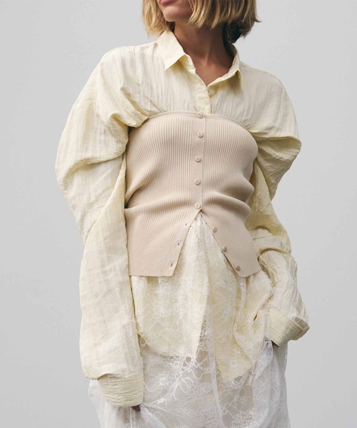 AKTE（アクテ）の「オーバークリンクルシャツ（シャツ/ブラウス・レディース・ホワイト/ペールイエロー/ベビーピンク・FREE）」の3枚目の写真