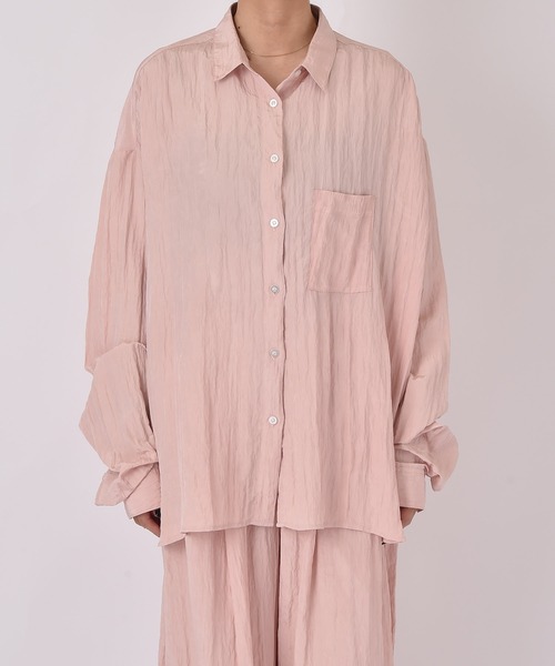 AKTE（アクテ）の「オーバークリンクルシャツ（シャツ/ブラウス・レディース・ホワイト/ペールイエロー/ベビーピンク・FREE）」の7枚目の写真